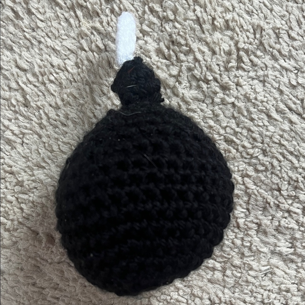 Handmade Crocheted Black Bomb with Red Letter - Picture 2 of 3